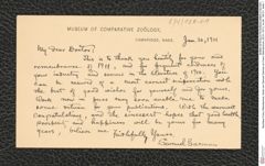 Nachlass Franz Steindachner, Karte von Samuel Garman an Franz Steindachner (30.01.1911), Inv.Nr. 150.01, Seite 1